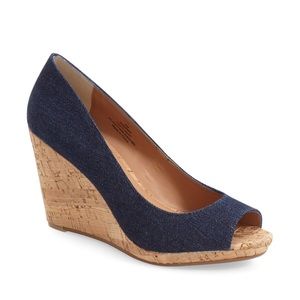 Caslon Devin Peep Toe Denim Cork Wedge